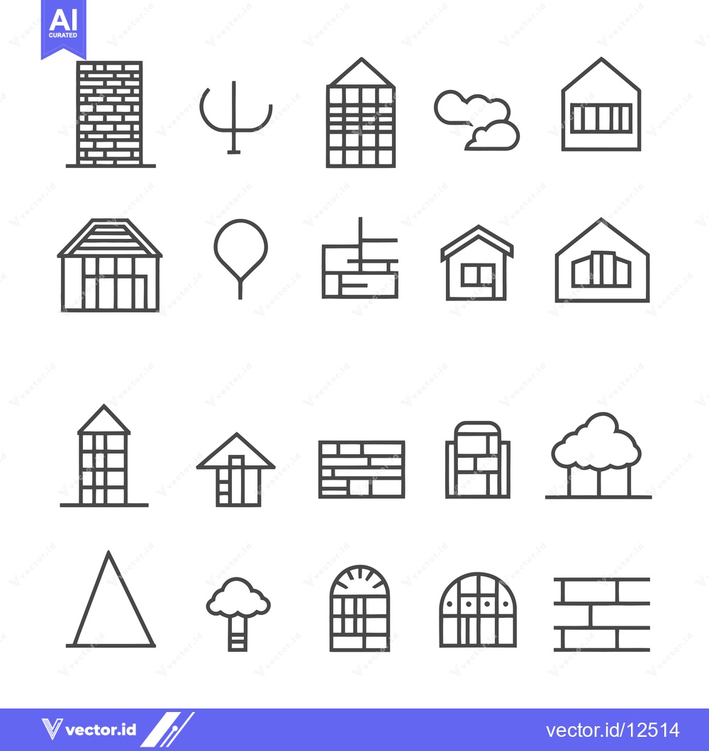 Premium Vector of A Collection of 20 Architectural Line Icons
