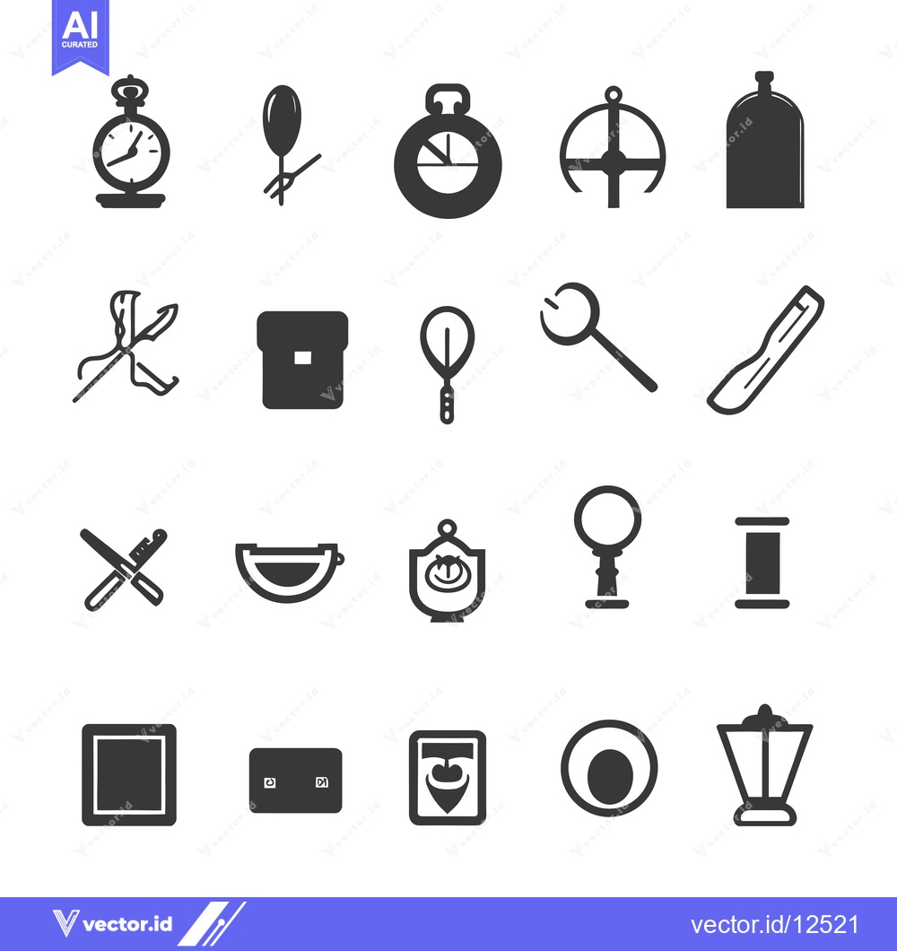 Premium Vector of A Collection of 20 Black and White Icons