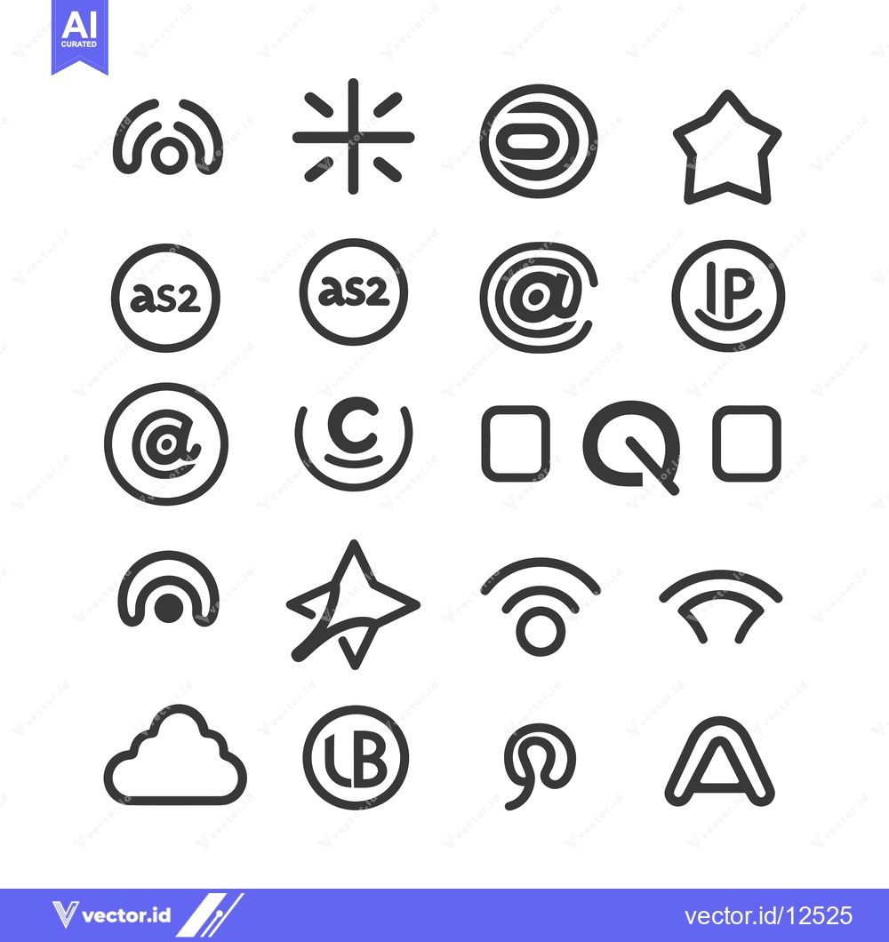 Premium Vector of A Collection of 20 Black and White Outline Icons