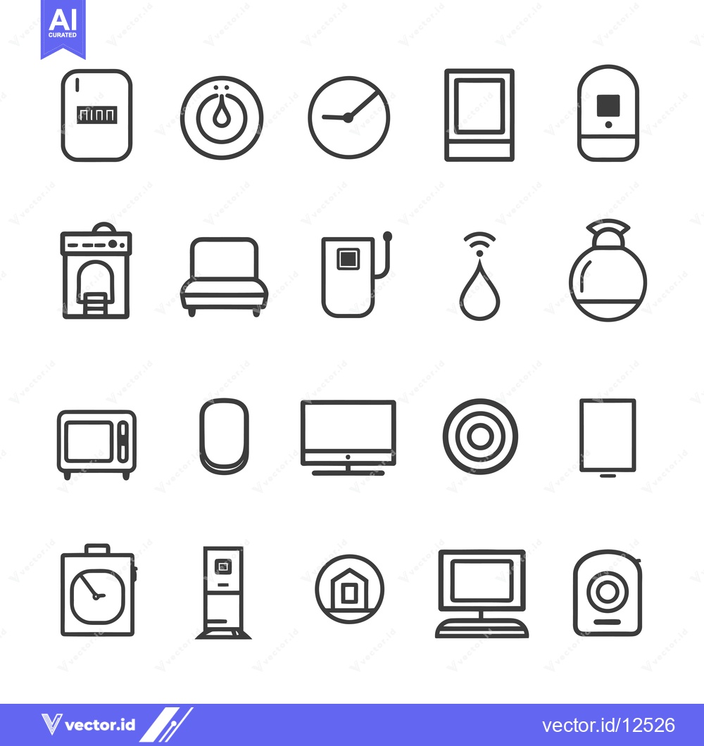 Premium Vector dari A Collection of 20 Black and White Outline Icons for Electronic Device
