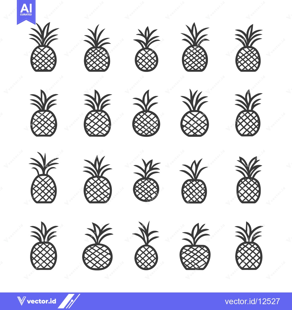 Premium Vector dari A Collection of 20 Black and White Pineapple Icons