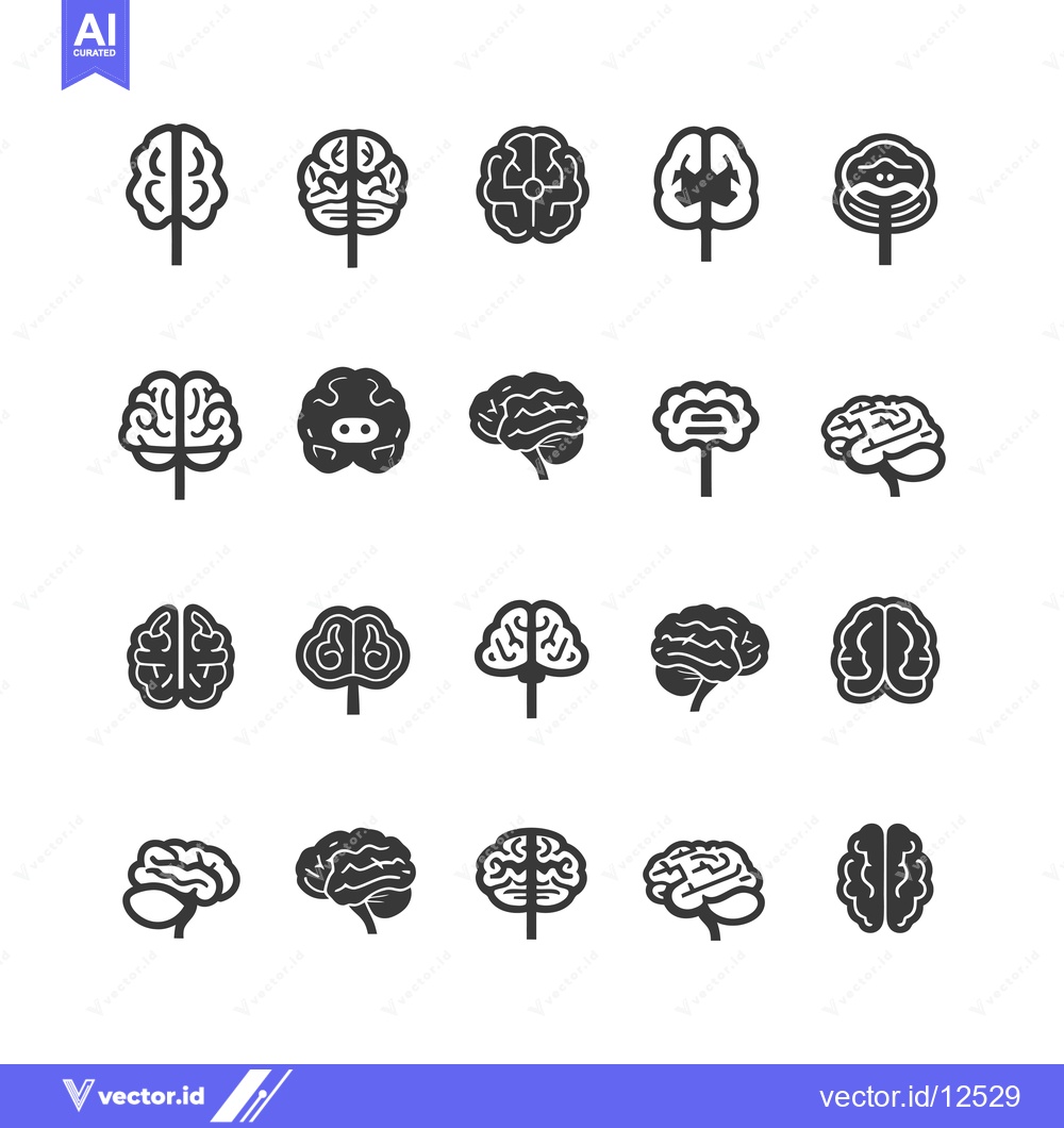 Premium Vector dari A Collection of 20 Brain Icons in Various Styles