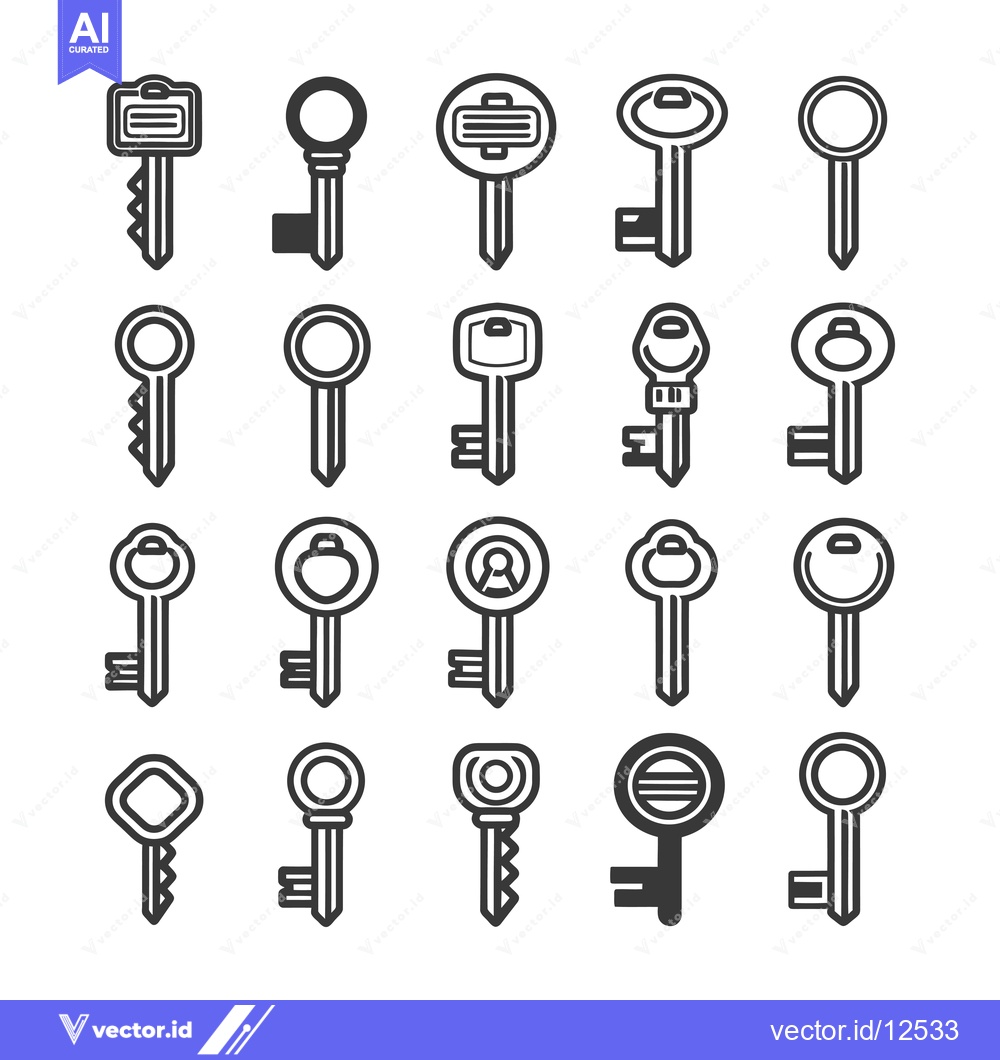 Premium Vector dari A Collection of 20 Different Key Icons