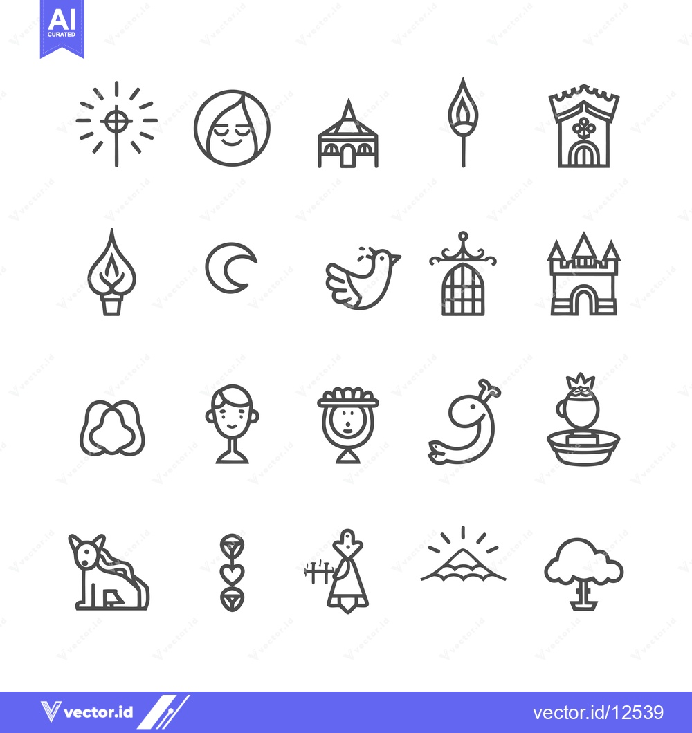Premium Vector dari A Collection of 20 Diverse Line Icons Representing Various Objects and