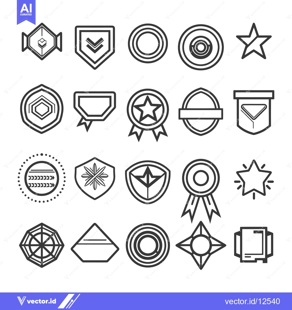 Premium Vector dari A Collection of 20 Geometric Badge and Emblem Line Icons