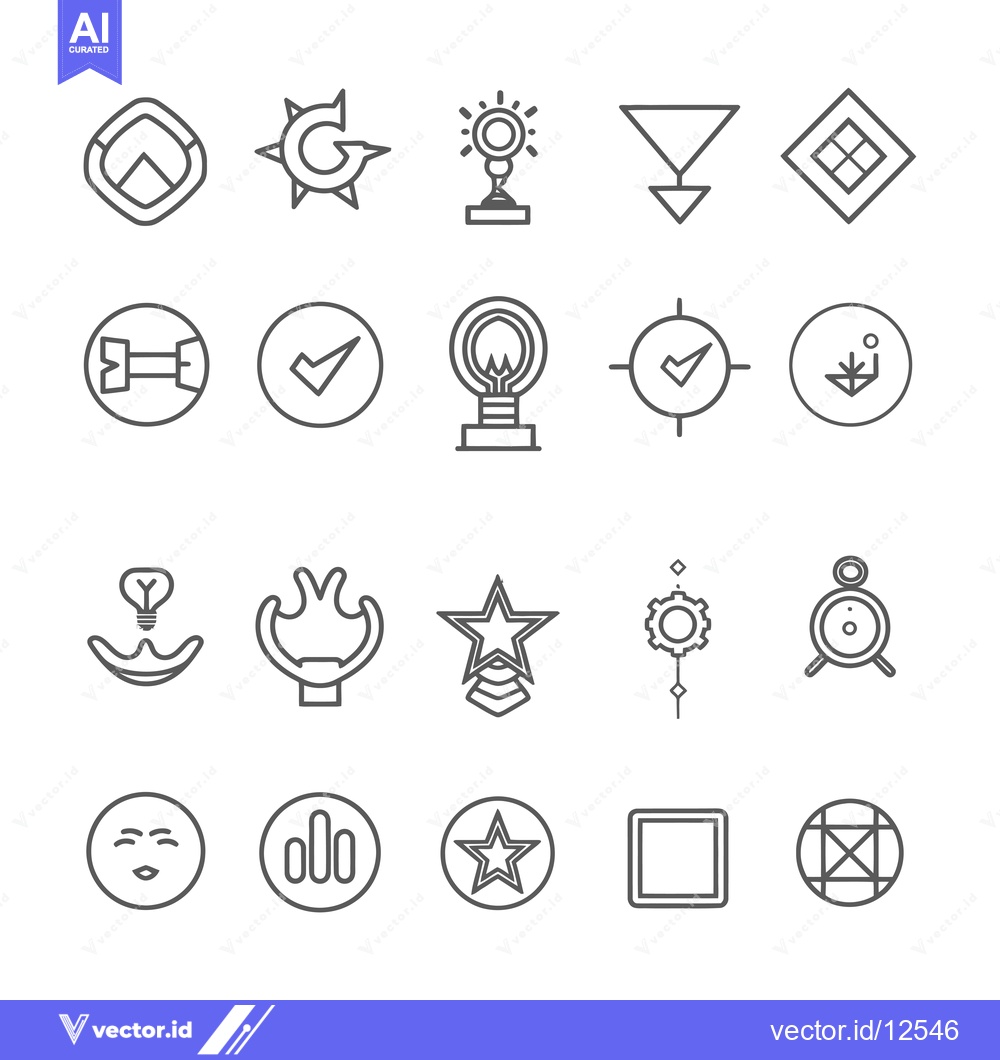 Premium Vector of A Collection Of 20 Linear Icons Depicting Abstract Symbols And Simple