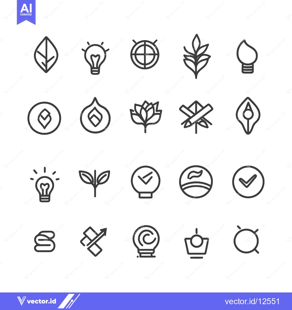 Premium Vector of A Collection of 20 Line Art Icons Depicting Various Concepts