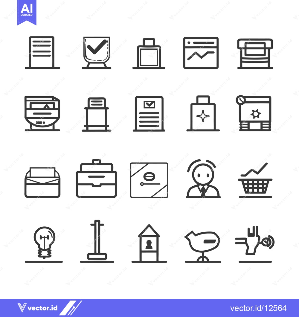 Premium Vector dari A Collection of 20 Line Drawings Representing Various Objects and Conc