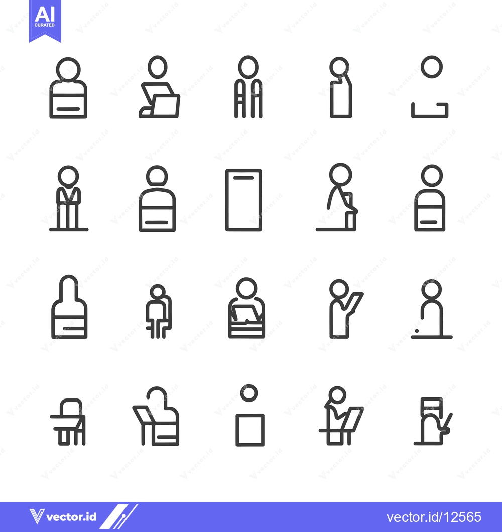 Premium Vector dari A Collection of 20 Line Icons Depicting People in Various Positions