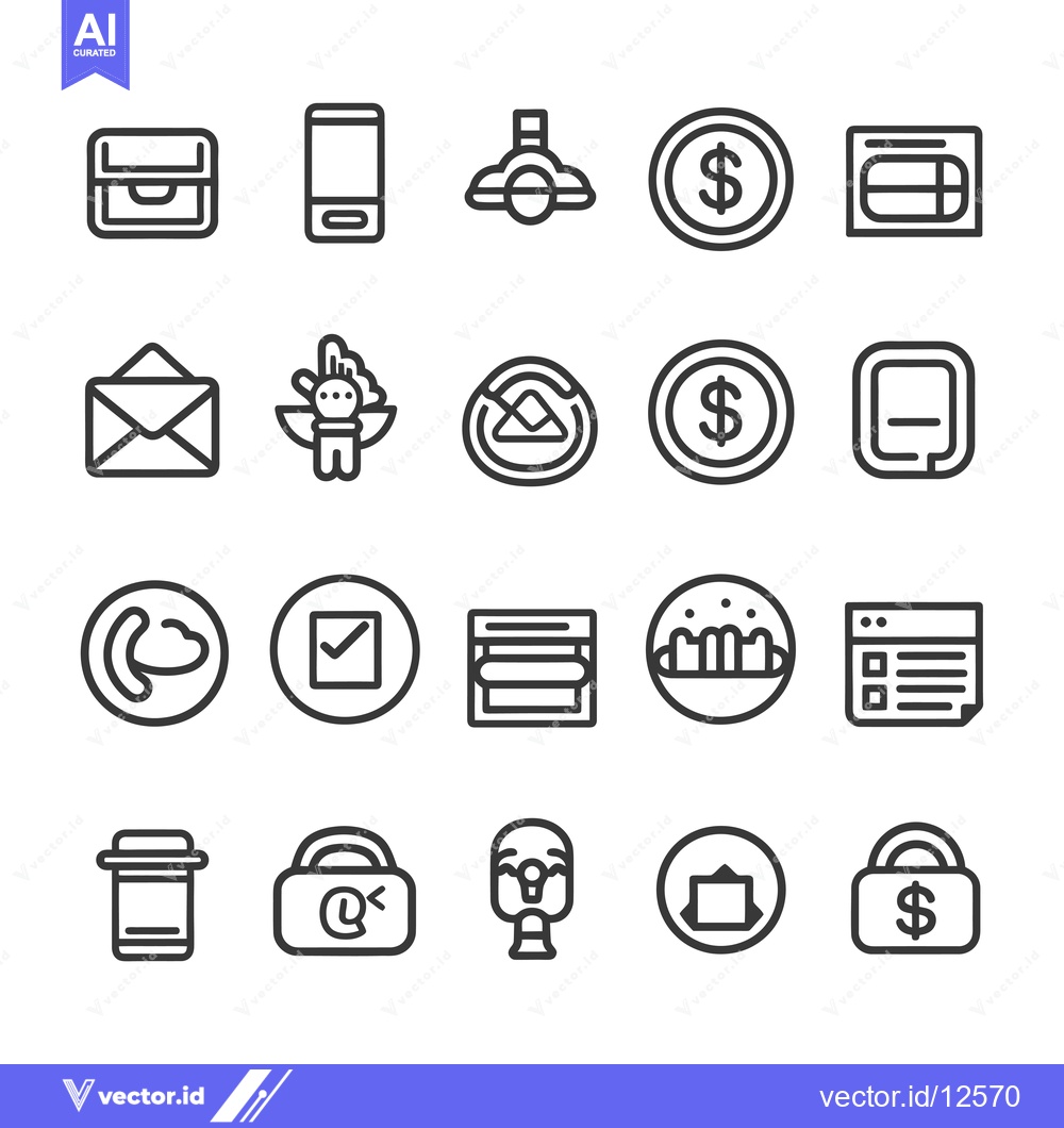 Premium Vector dari A Collection of 20 Outline Icons Representing Various Concepts