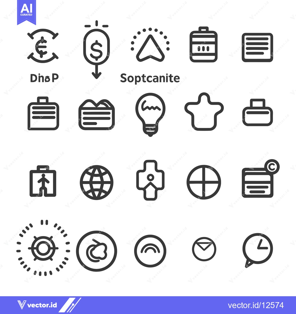 Premium Vector of A Collection of 20 Simple Black and White Line Icons