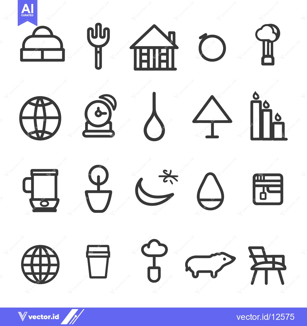 Premium Vector dari A Collection of 20 Simple Black Line Icons