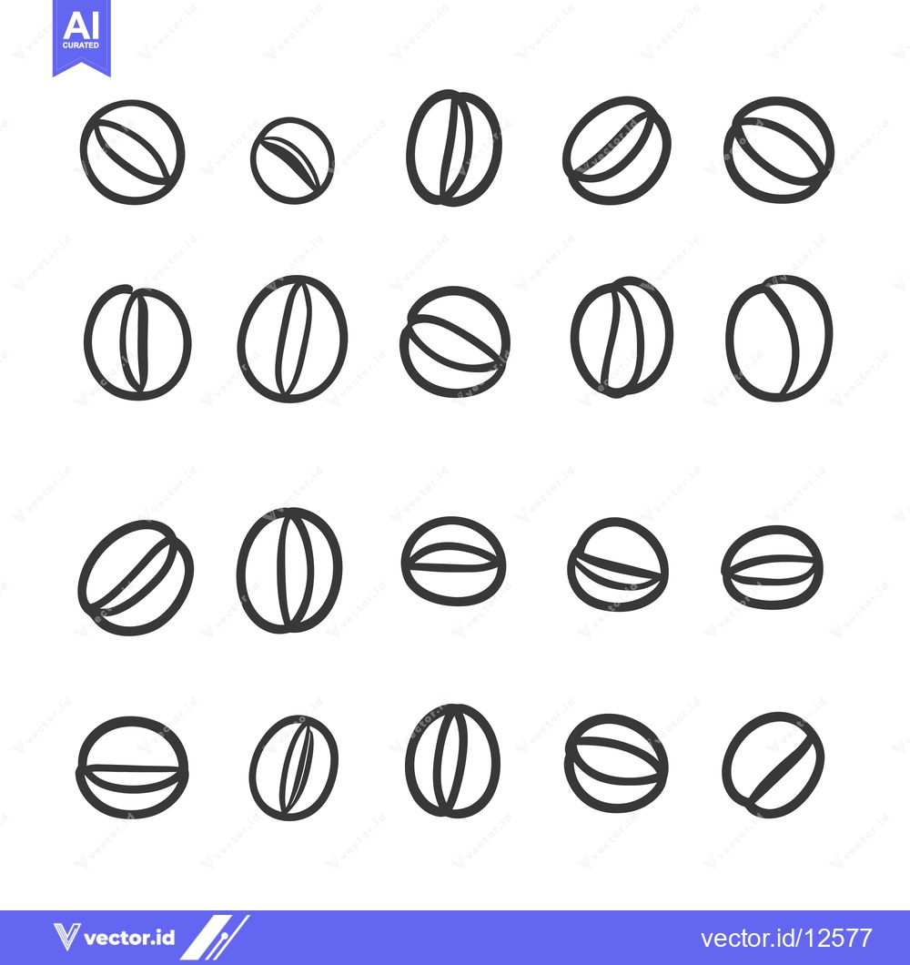 Premium Vector of A Collection of 20 Simple Line Drawings of Coffee Beans