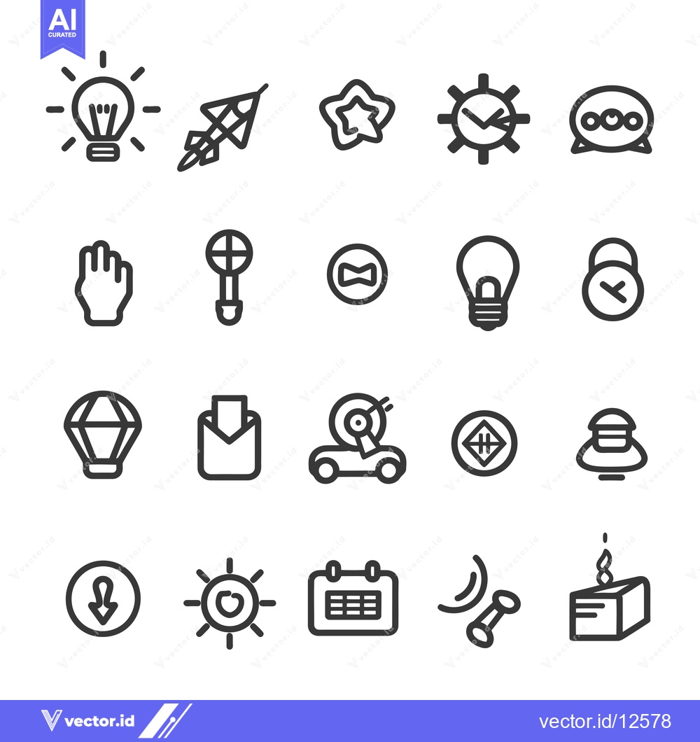 Premium Vector dari A Collection of 20 Simple Line Icons Depicting Diverse Concepts