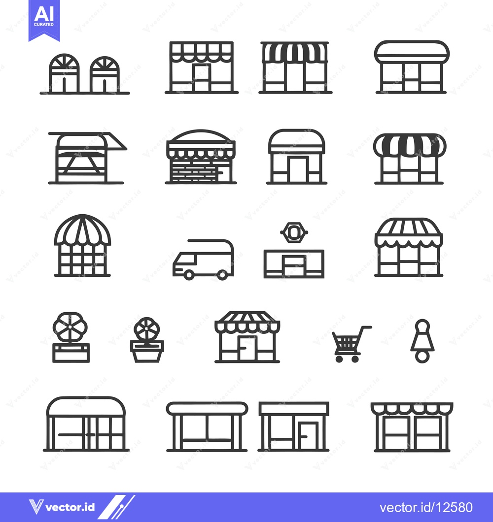 Premium Vector of A Collection of 20 Store, Shop, and Retail Icon Outlines