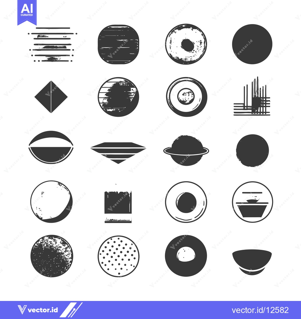 Premium Vector of A Collection of 20 Unique Black and White Geometric Shapes and Designs