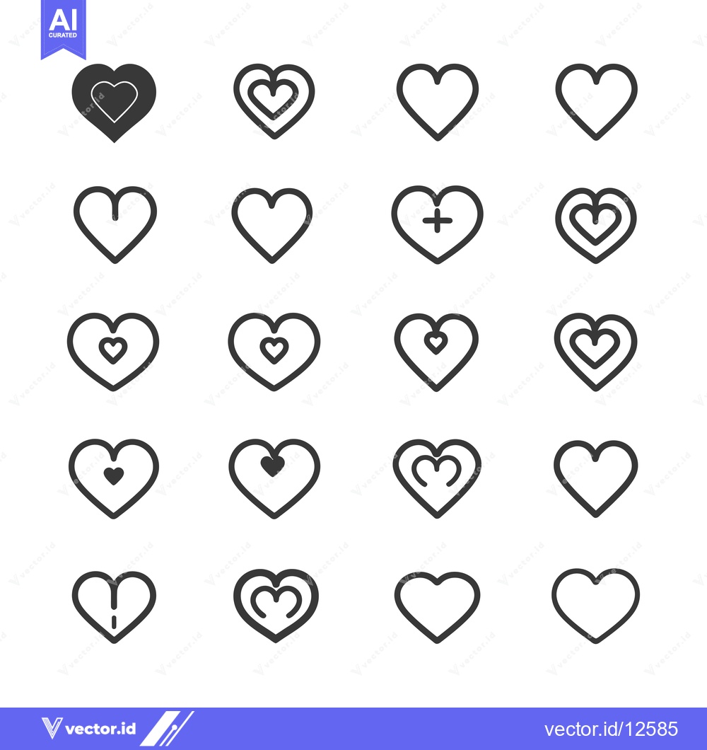 Premium Vector of A Collection of 20 Unique Heart Icons with Different Designs