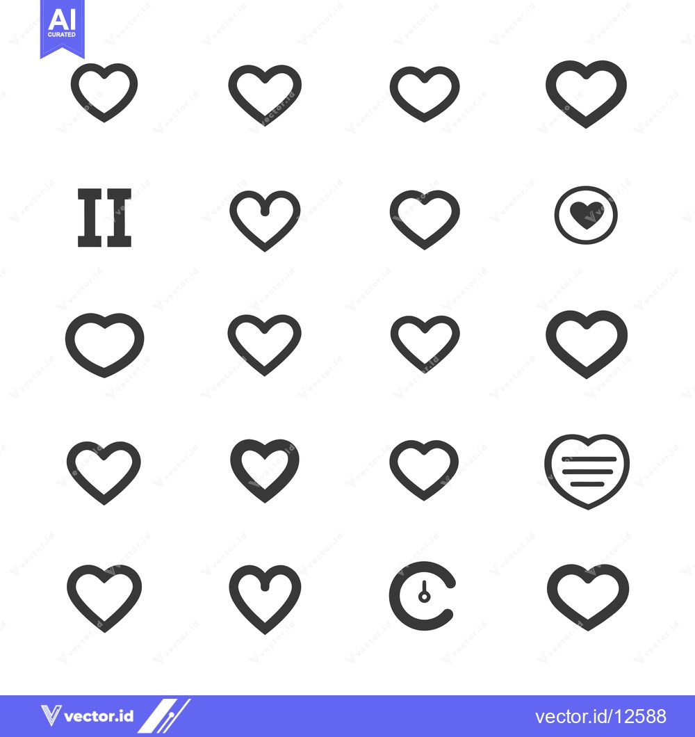 Premium Vector of A Collection of 20 Variations of Heart Icons