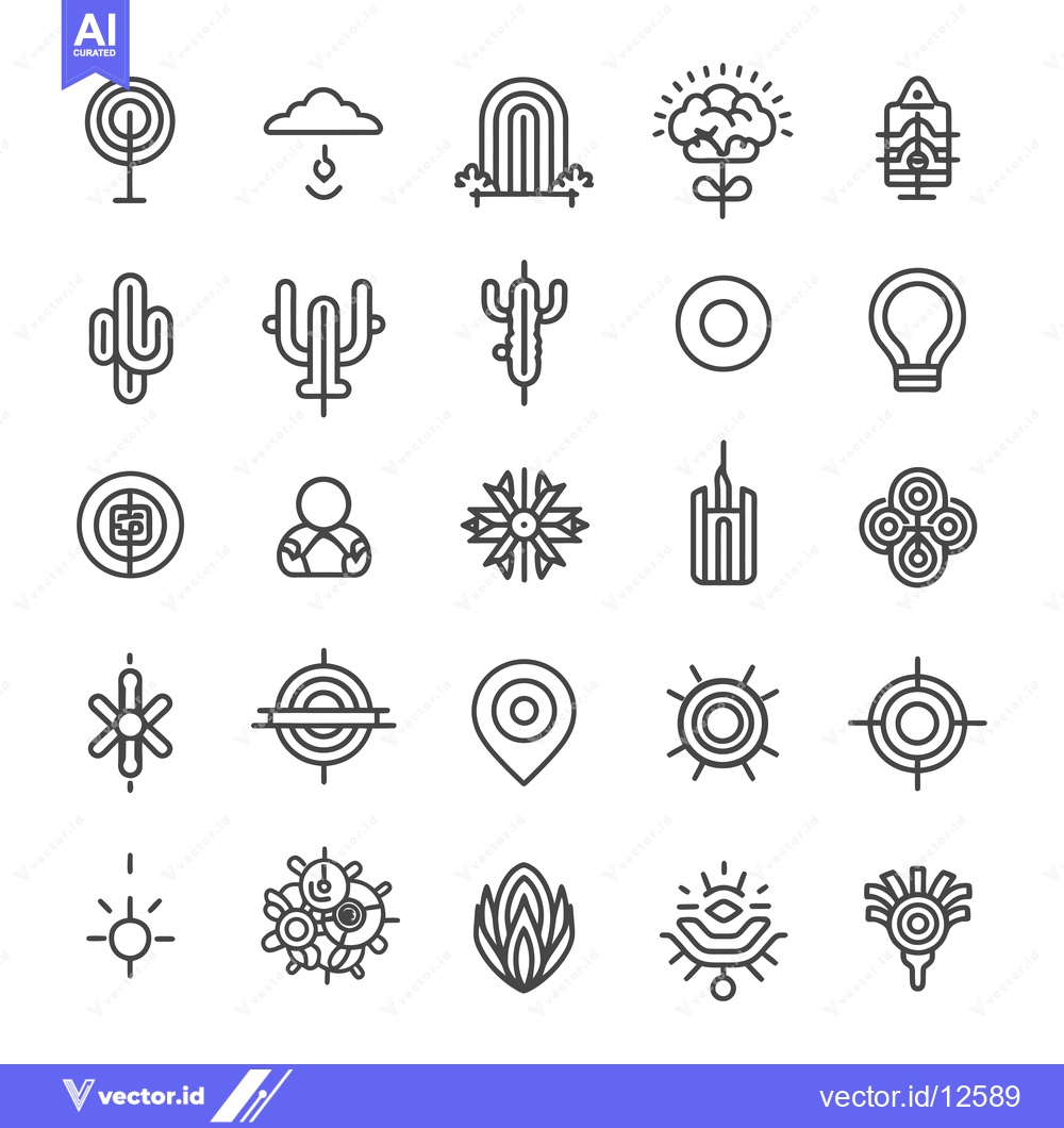Premium Vector dari A Collection of 24 Abstract Line Art Icons