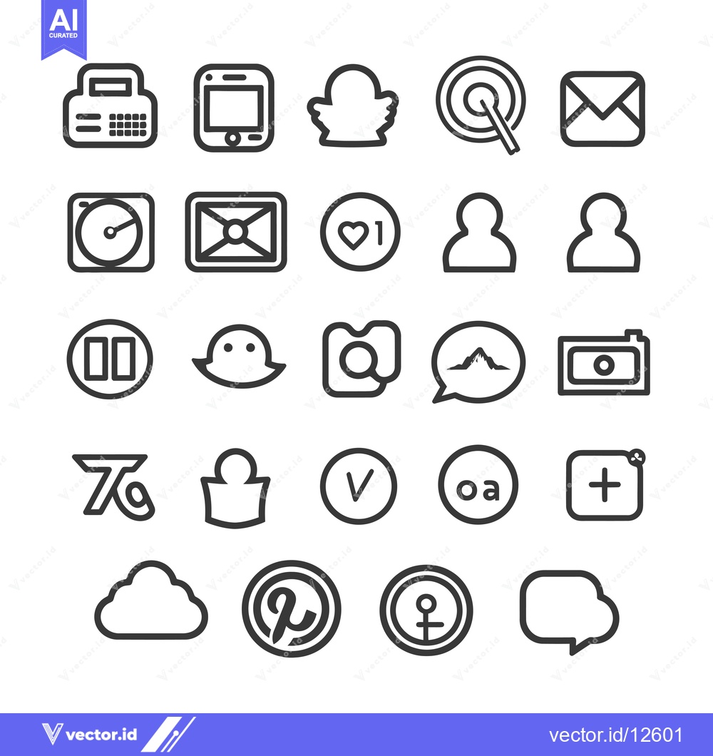 Premium Vector dari A Collection of 24 Diverse Outline Icons for Social Media and Mobile A