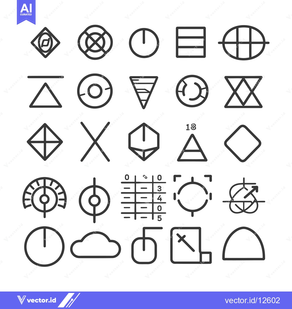 Premium Vector of A Collection of 24 Geometric Shapes and Symbols