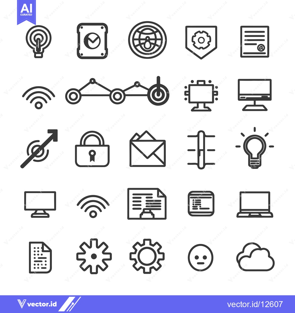 Premium Vector of A Collection of 24 Line Icons Related to Technology and Business