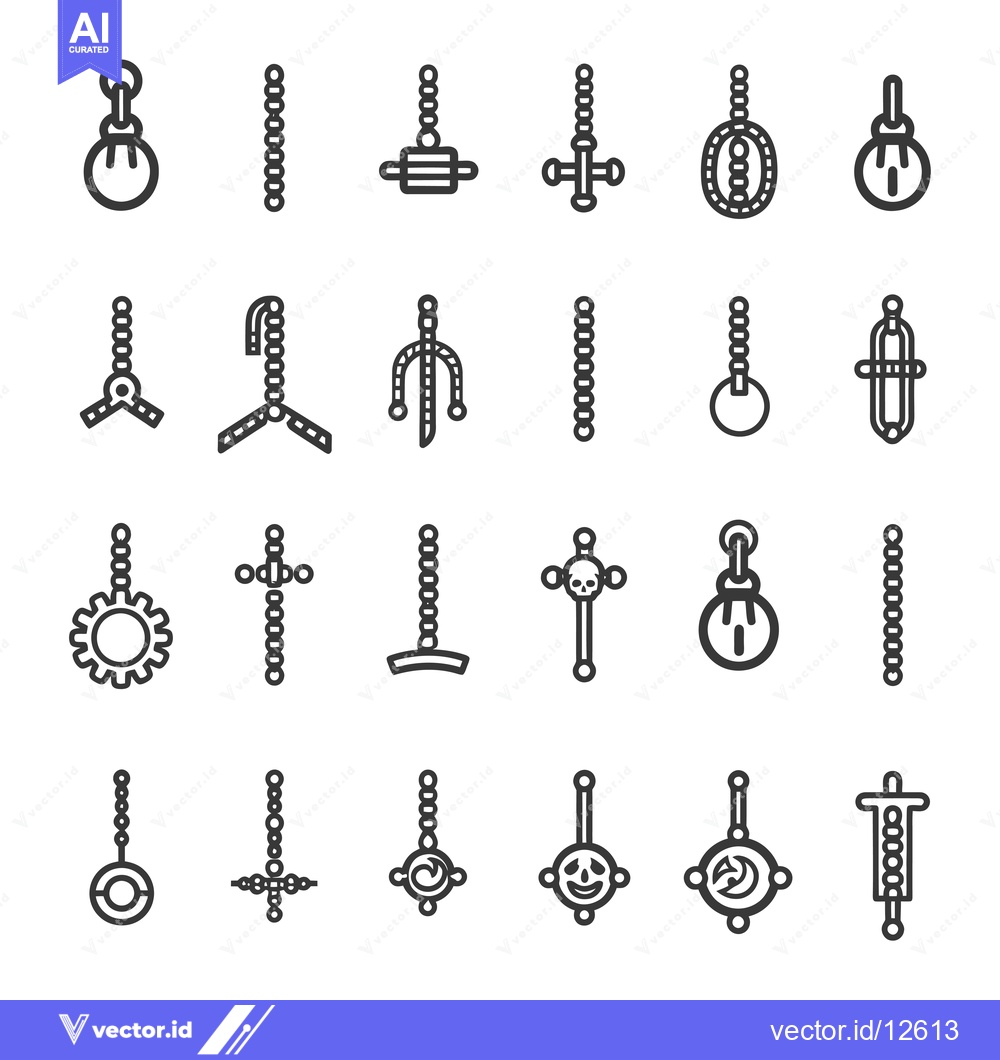 Premium Vector dari A Collection of 24 Unique Chain and Pendant Designs