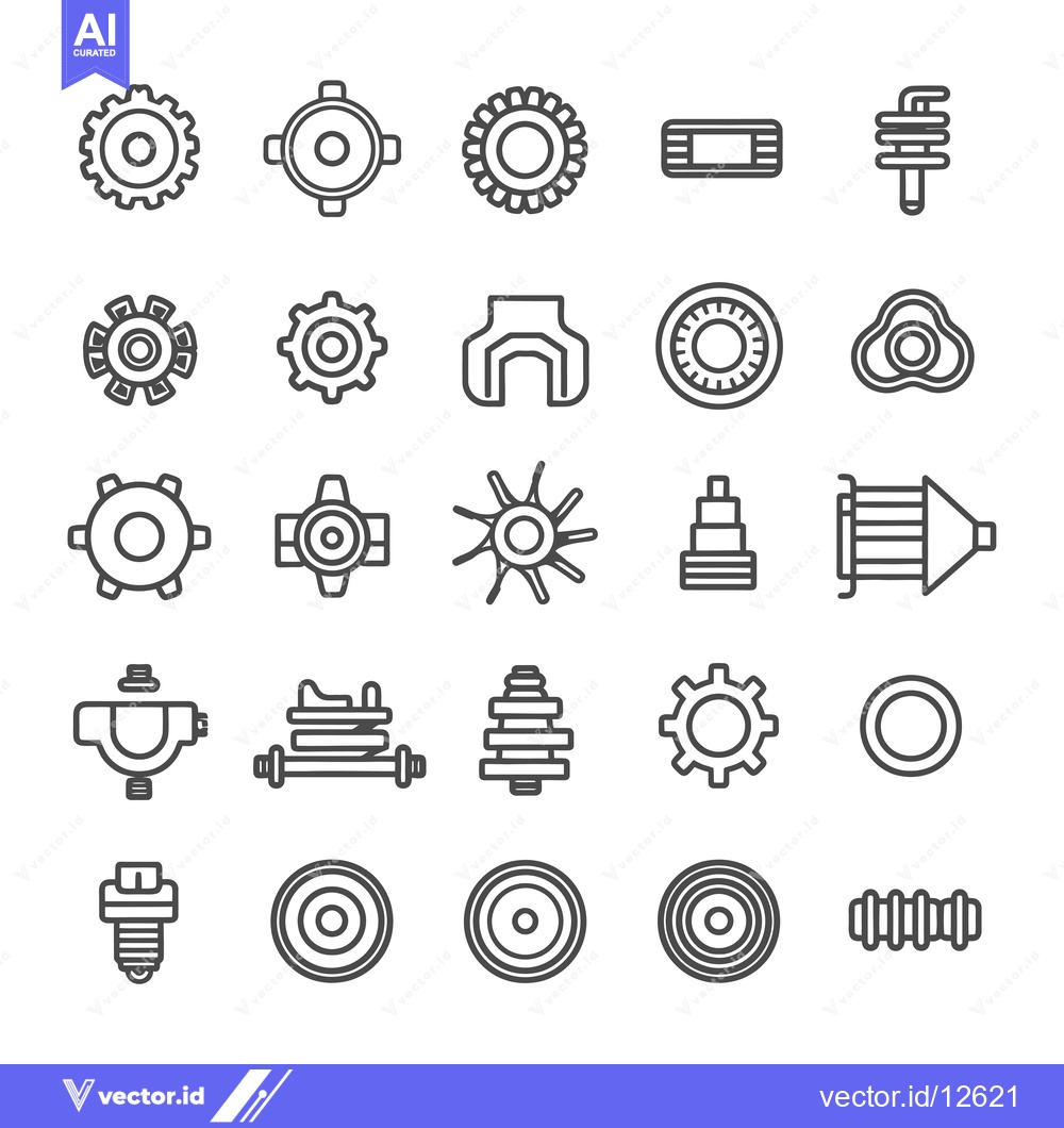Premium Vector dari A Collection of 25 Automotive Part Line Icons