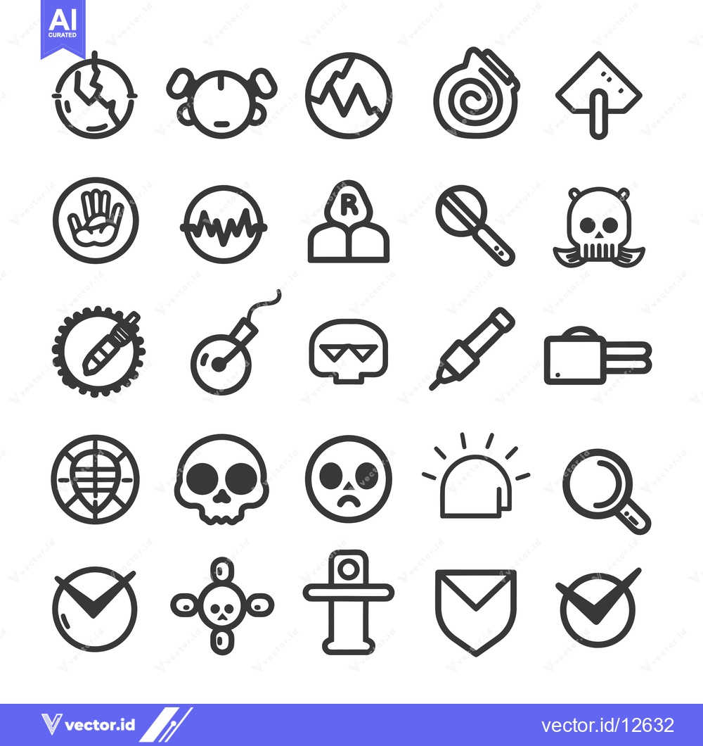 Premium Vector of A Collection of 25 Black and White Outline Icons