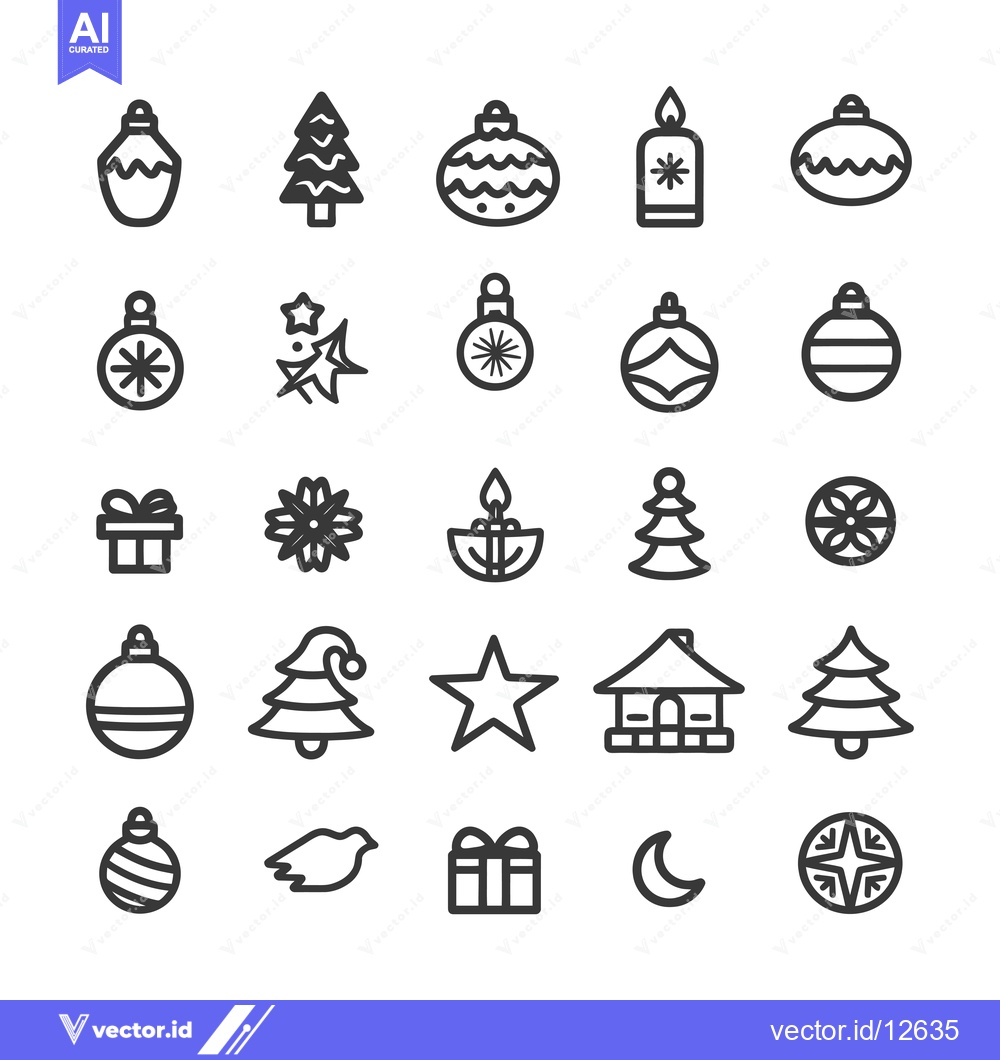 Premium Vector of A Collection of 25 Christmas-Themed Line Icons