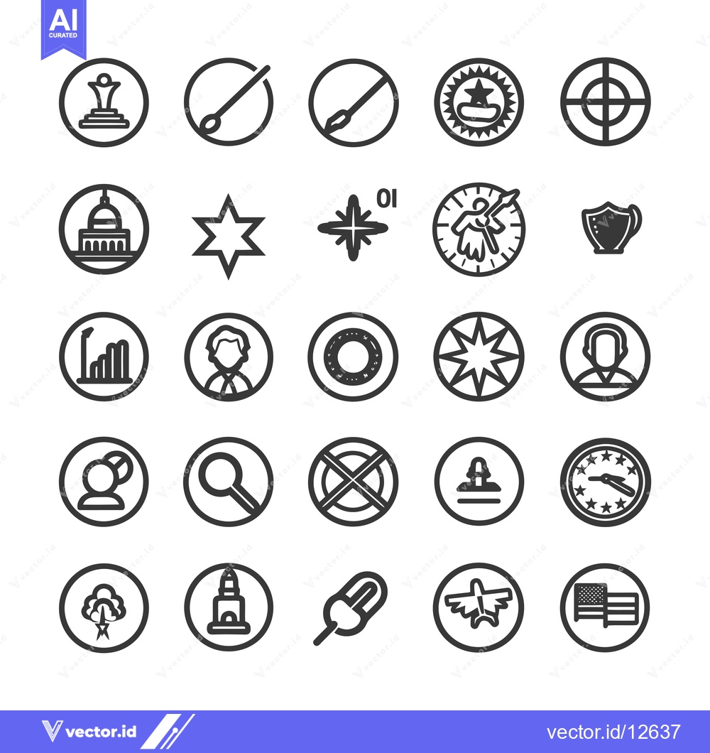 Premium Vector dari A Collection of 25 Circular Icons Featuring Diverse Symbols