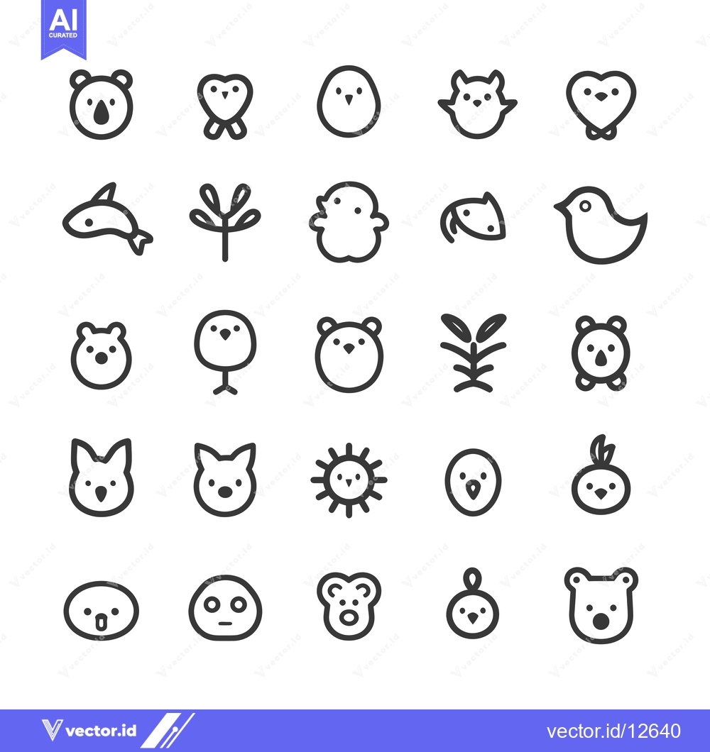 Premium Vector dari A Collection of 25 Cute Animal and Nature Icons