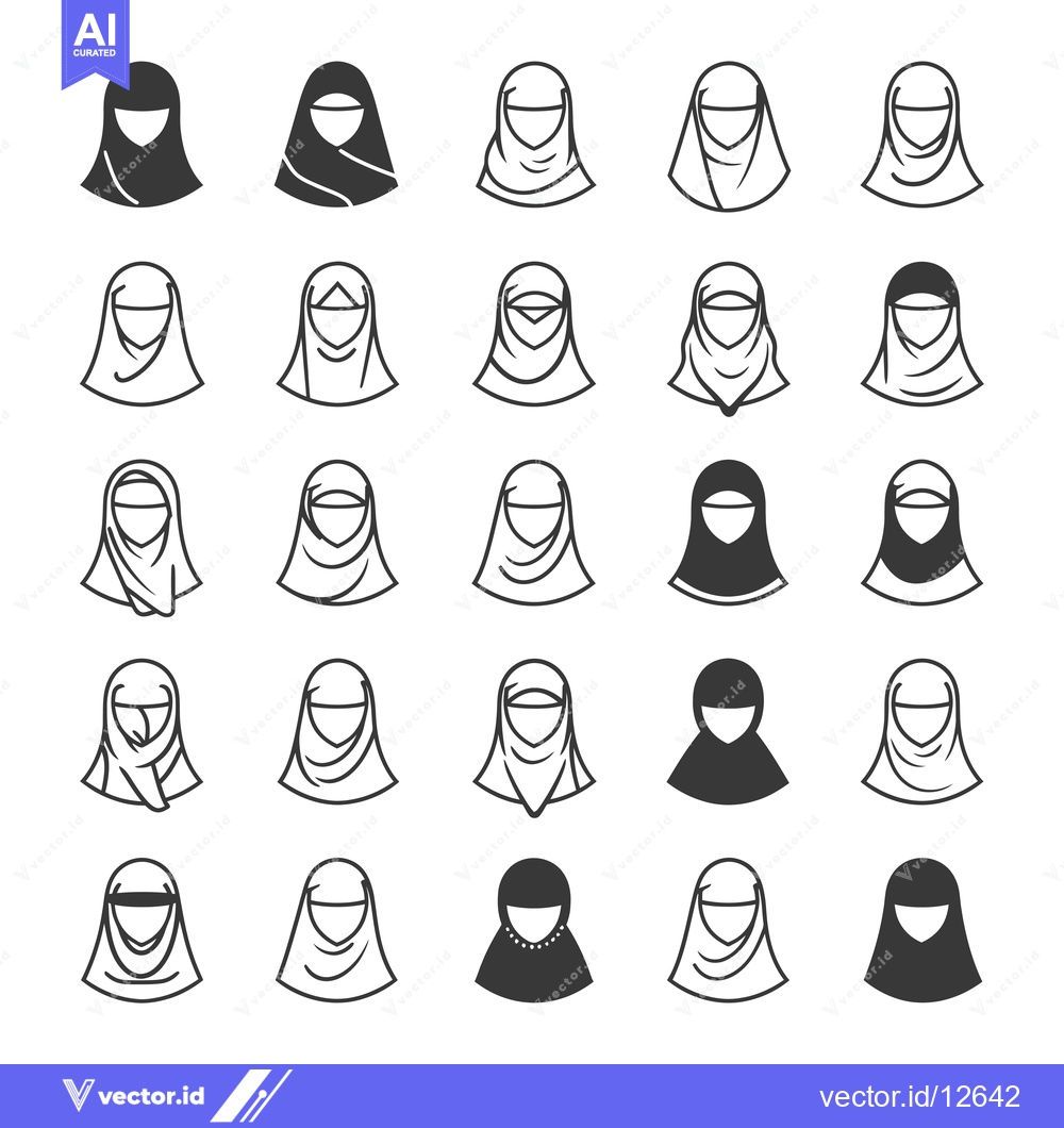 Premium Vector dari A Collection of 25 Different Styles of Hijab Worn by Muslim Women