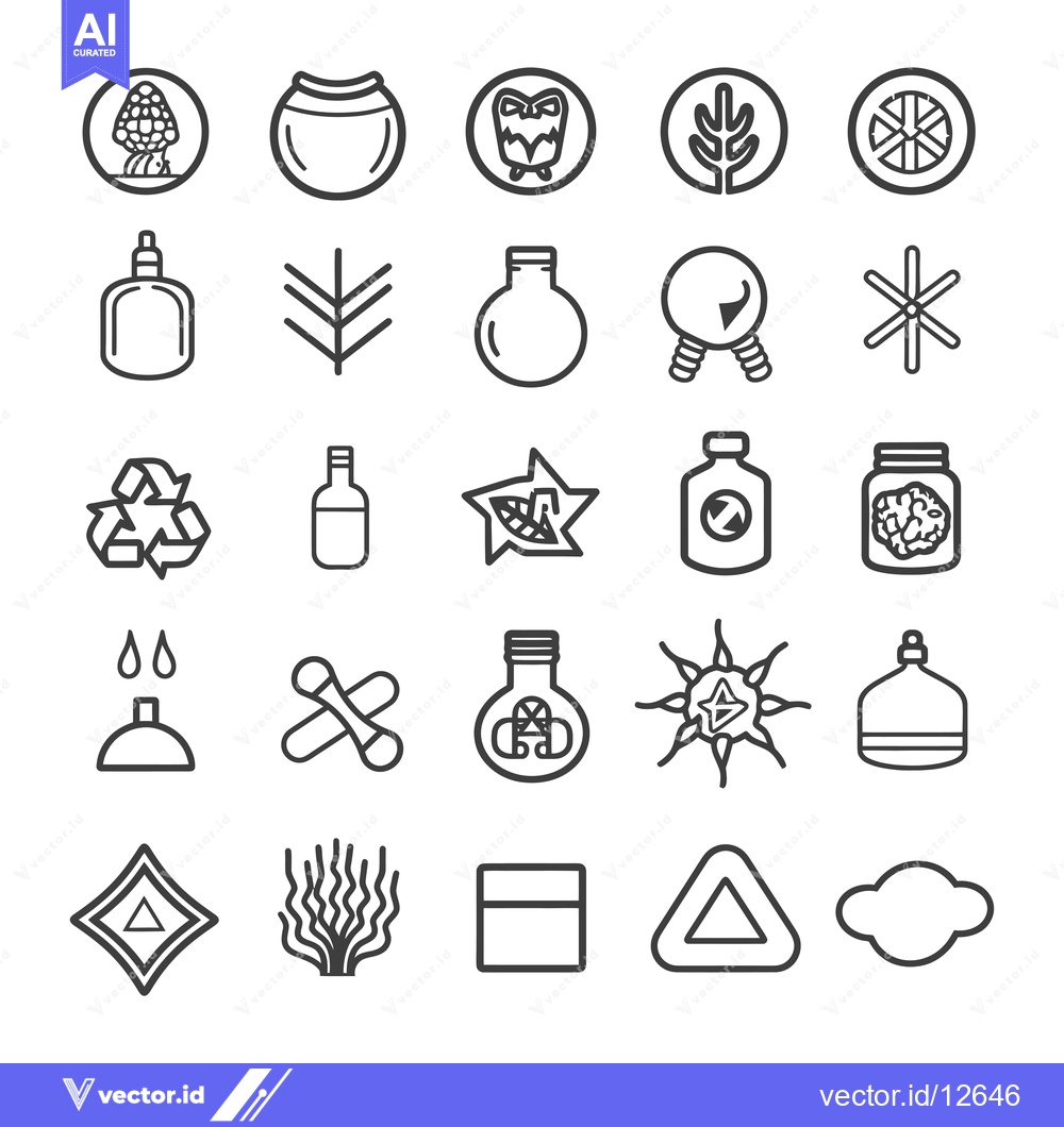 Premium Vector dari A Collection of 25 Diverse Icons Depicting Various Objects and Symbols