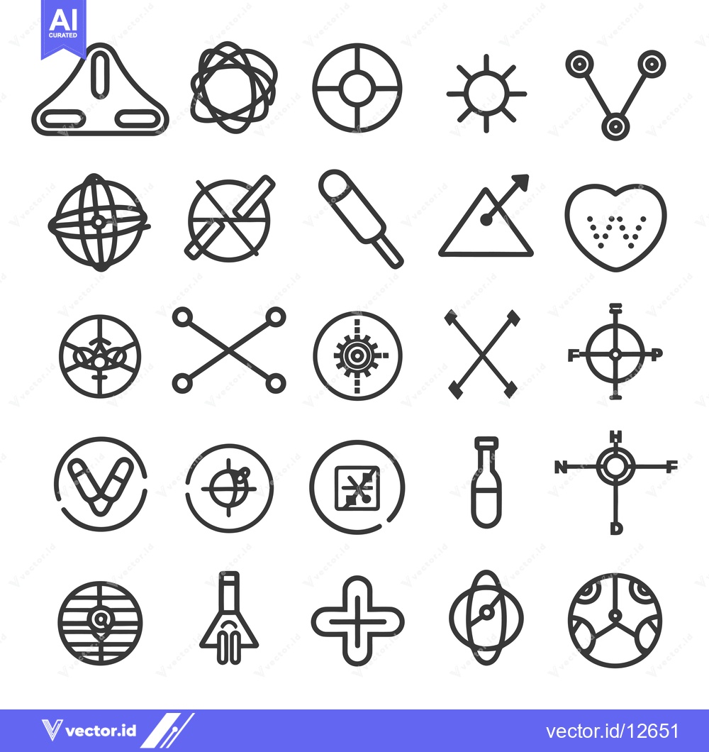 Premium Vector of A Collection of 25 Geometric Shapes and Symbols in Line Art Style