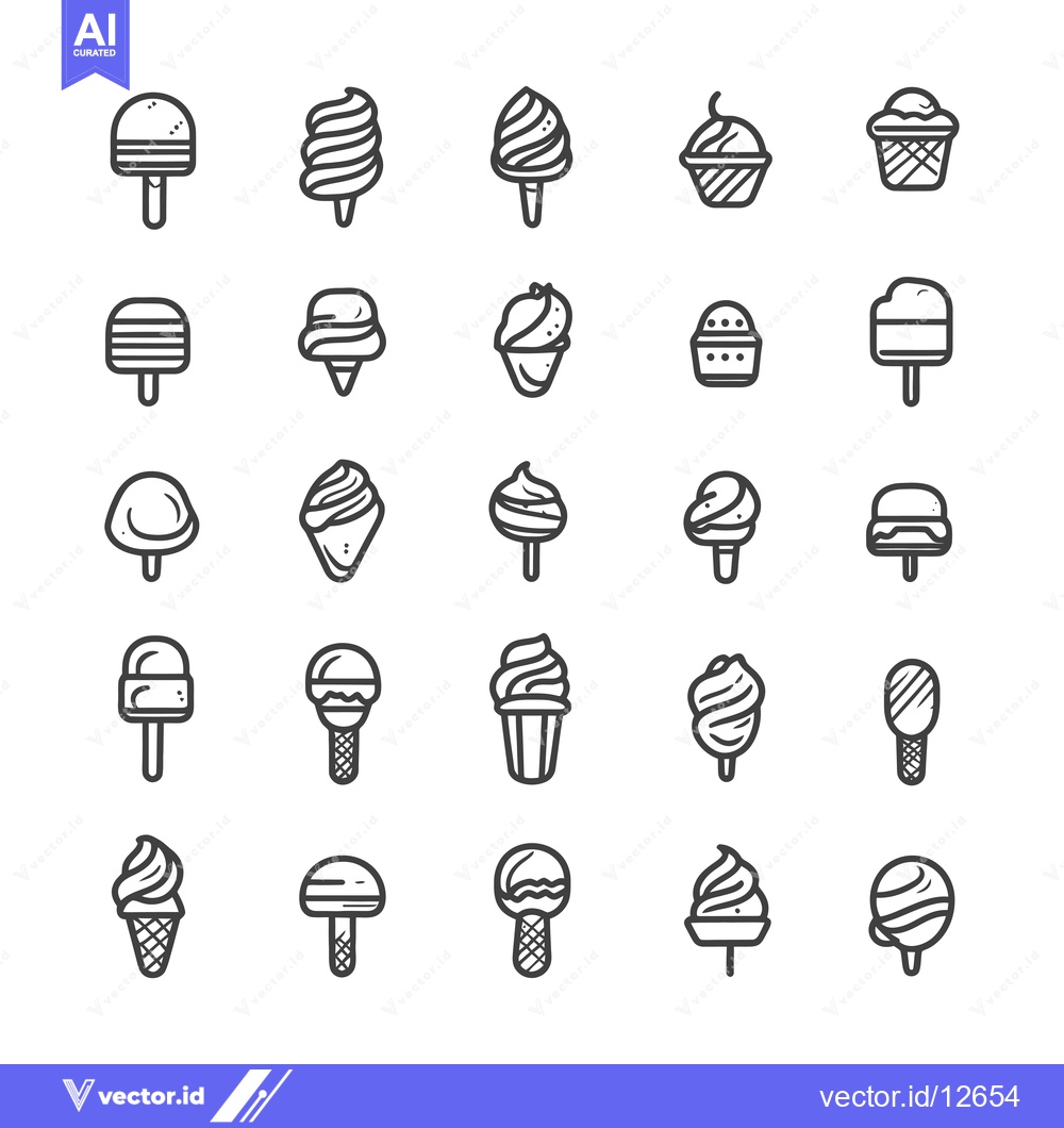Premium Vector dari A Collection of 25 Ice Cream and Frozen Treat Icons
