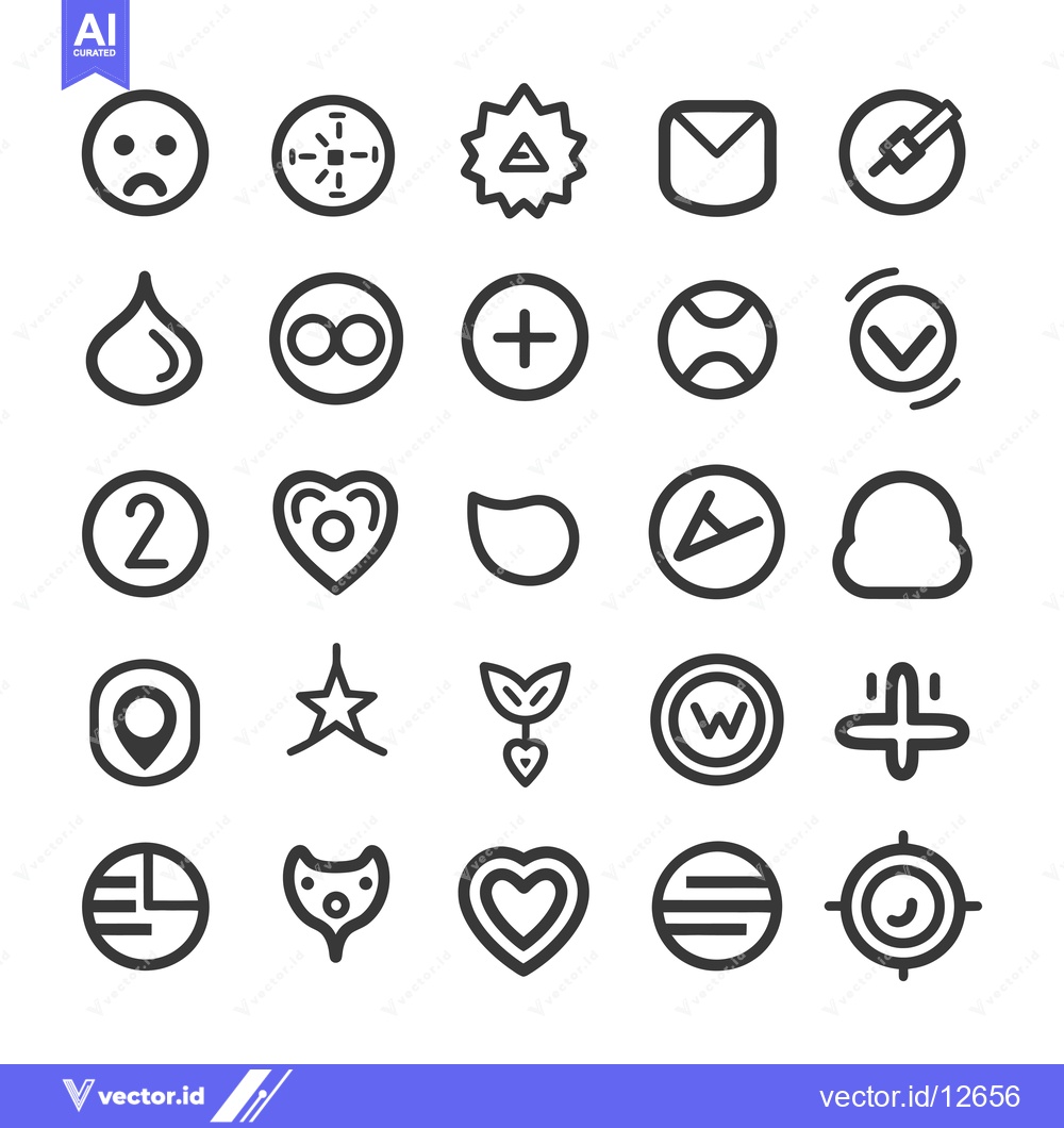 Premium Vector of A Collection of 25 Line Art Icons