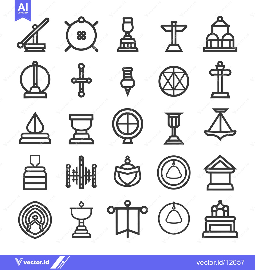 Premium Vector dari A Collection of 25 Line Art Icons Depicting Religious and Spiritual Sy