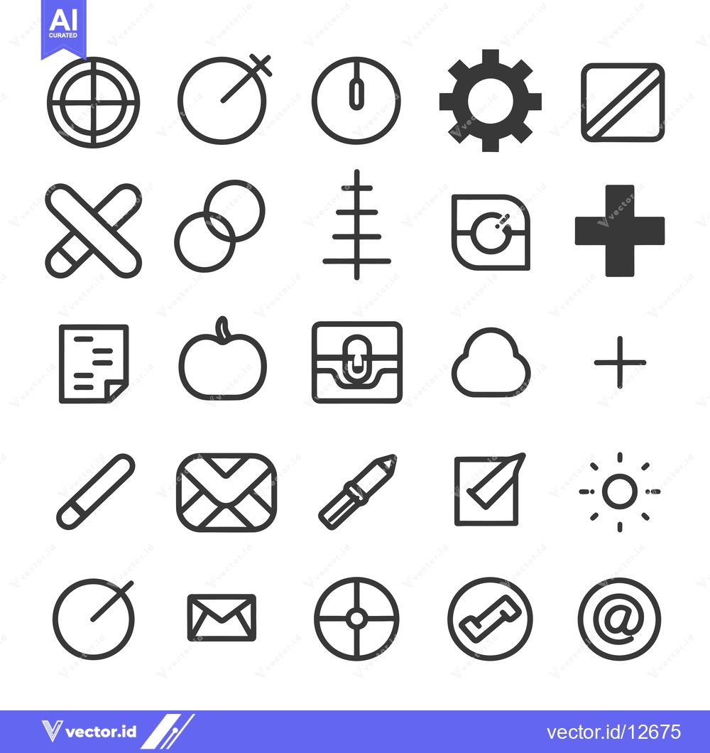 Premium Vector dari A Collection of 25 Line Icons Featuring Various Symbols and Objects