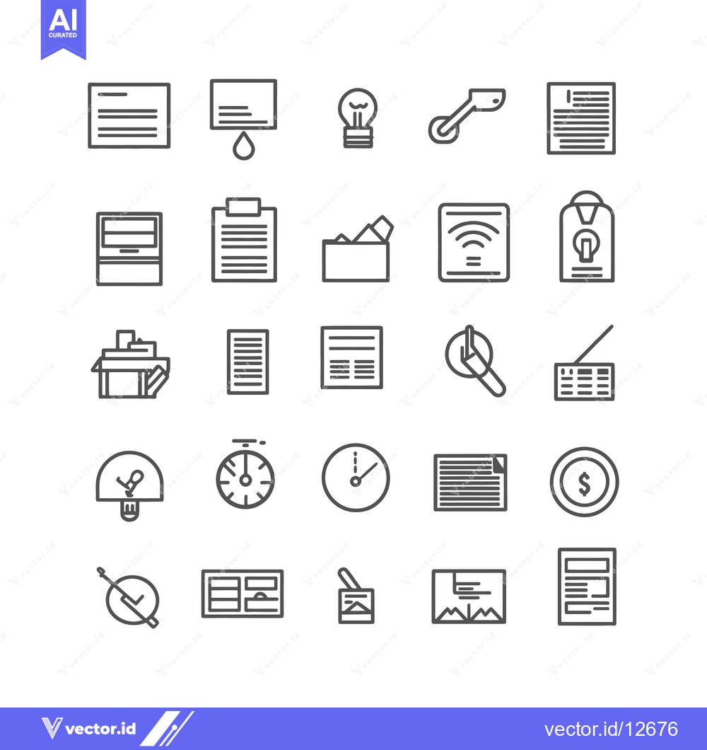 Premium Vector of A Collection of 25 Line Icons Representing Business and Office Concept