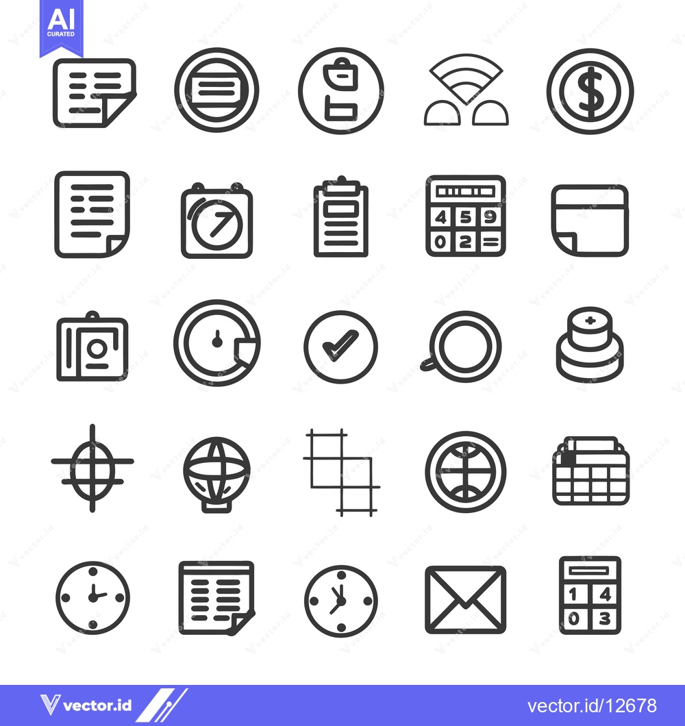 Premium Vector dari A Collection of 25 Line Icons Representing Various Concepts