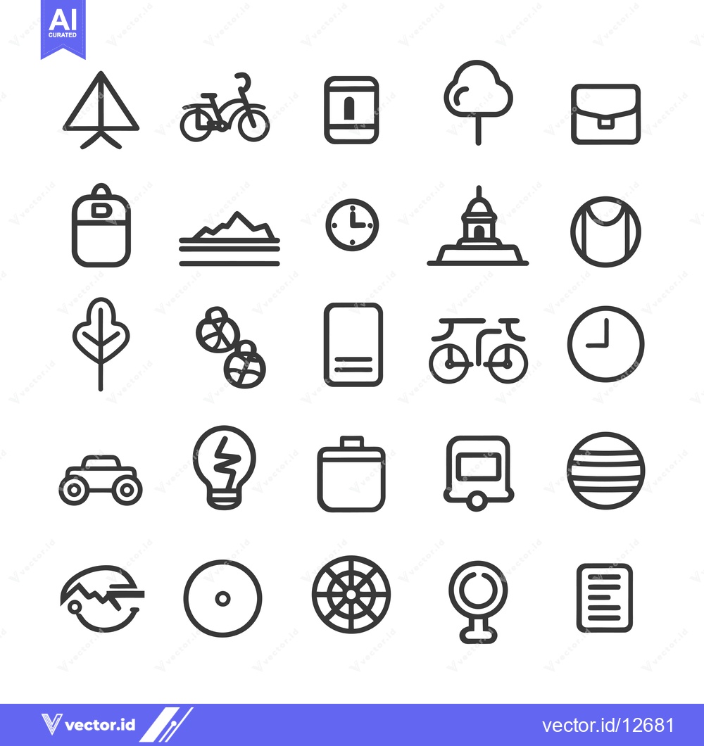 Premium Vector of A Collection of 25 Line Icons Representing Various Objects and Concept