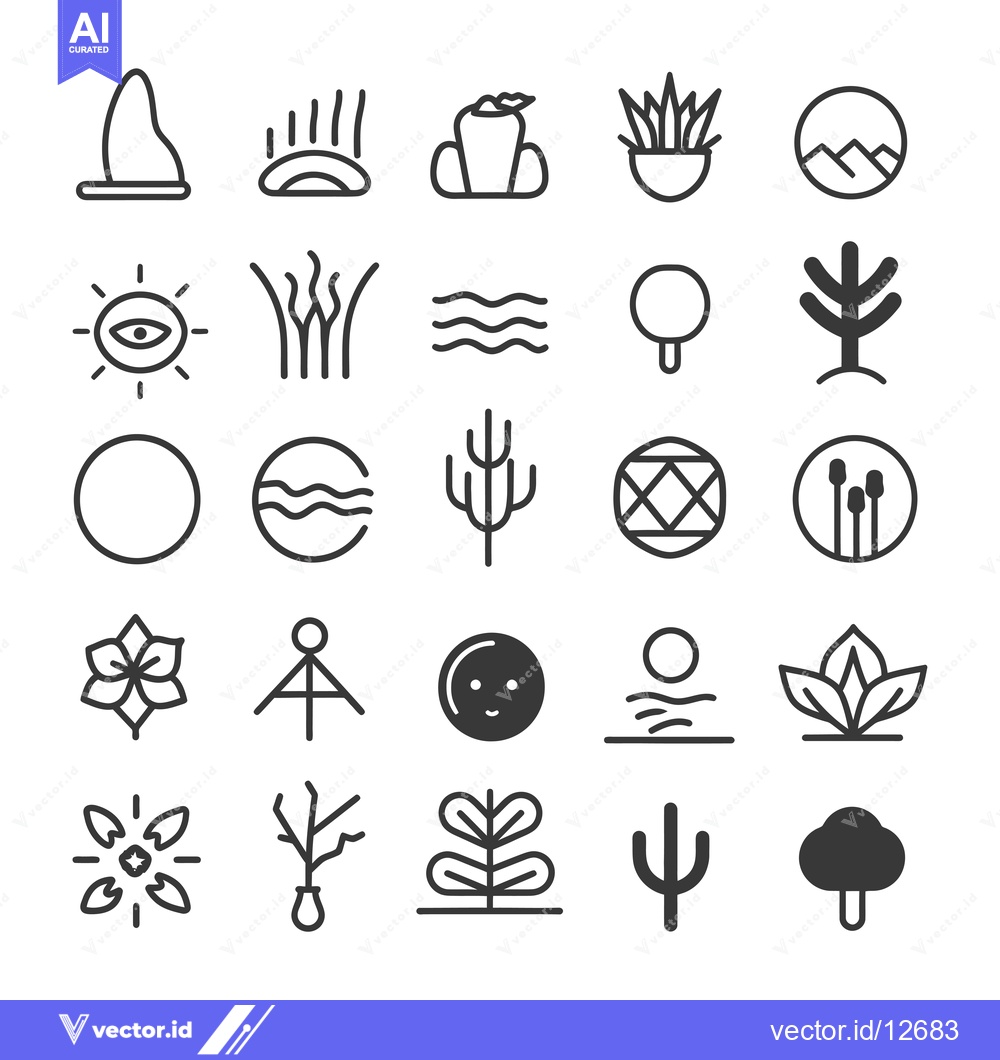 Premium Vector of A Collection of 25 Minimalist Nature-Themed Icons