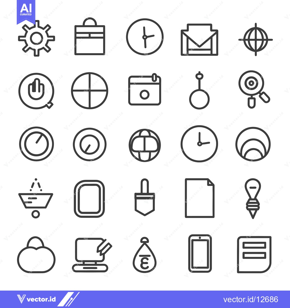 Premium Vector of A Collection of 25 Outline Icons for Various Purposes