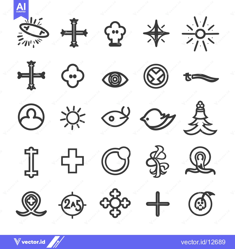 Premium Vector dari A Collection of 25 Simple Black and White Line Art Symbols