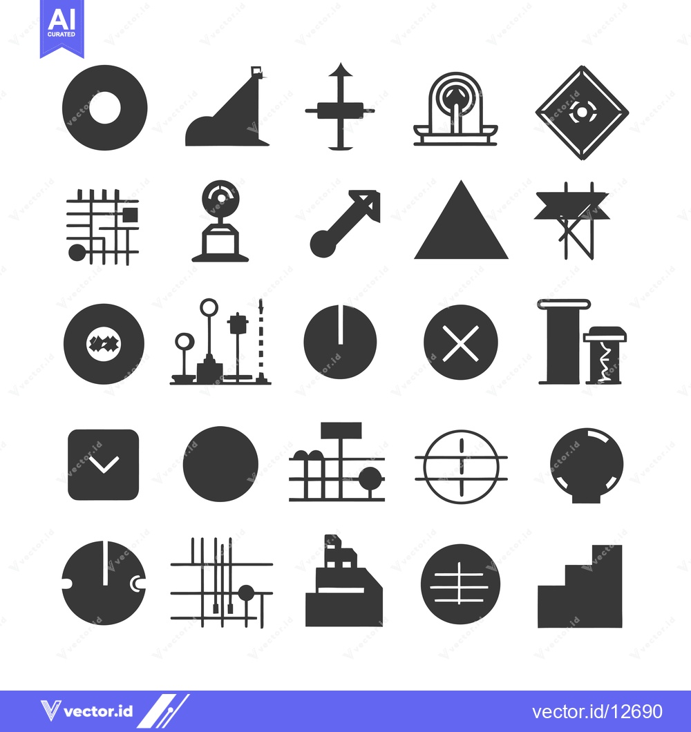 Premium Vector dari A Collection of 25 Simple Geometric Black and White Icons