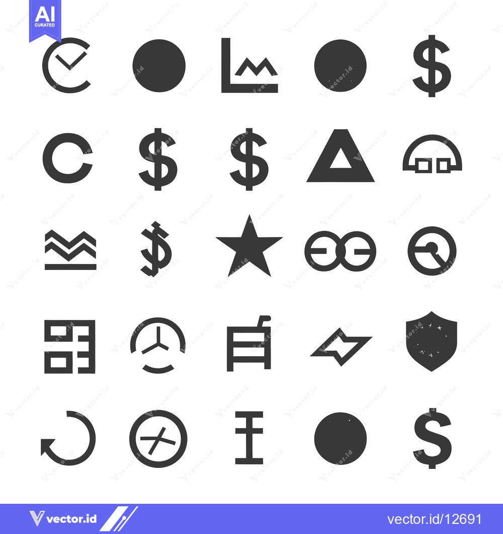 Premium Vector of A Collection of 25 Simple Geometric Shapes and Symbols