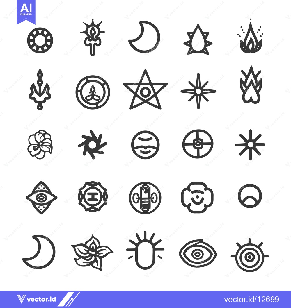Premium Vector of A Collection of 25 Symbolic Line Art Illustrations