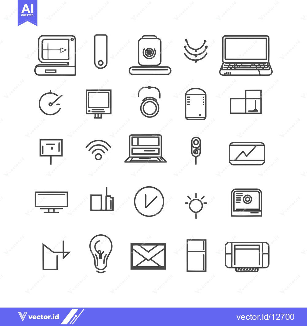 Premium Vector dari A Collection of 25 Technology-Related Line Icons