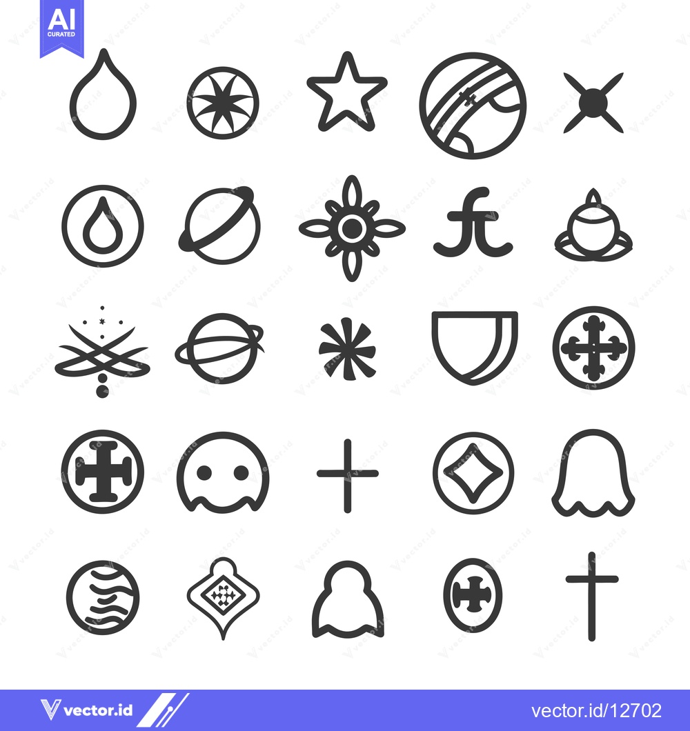 Premium Vector dari A Collection of 25 Unique Black and White Geometric Shapes and Symbols